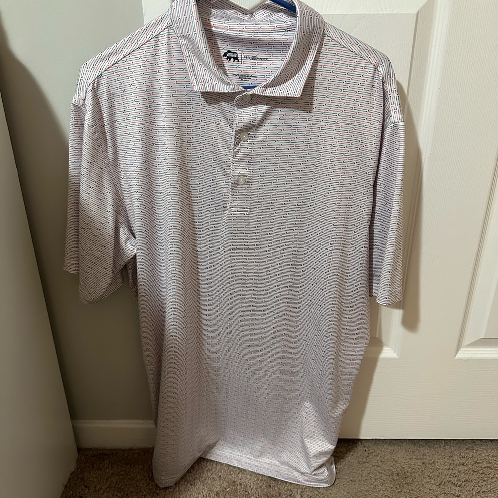 Stylish White and Red Patterned Polo Shirt (American Flag Colors)